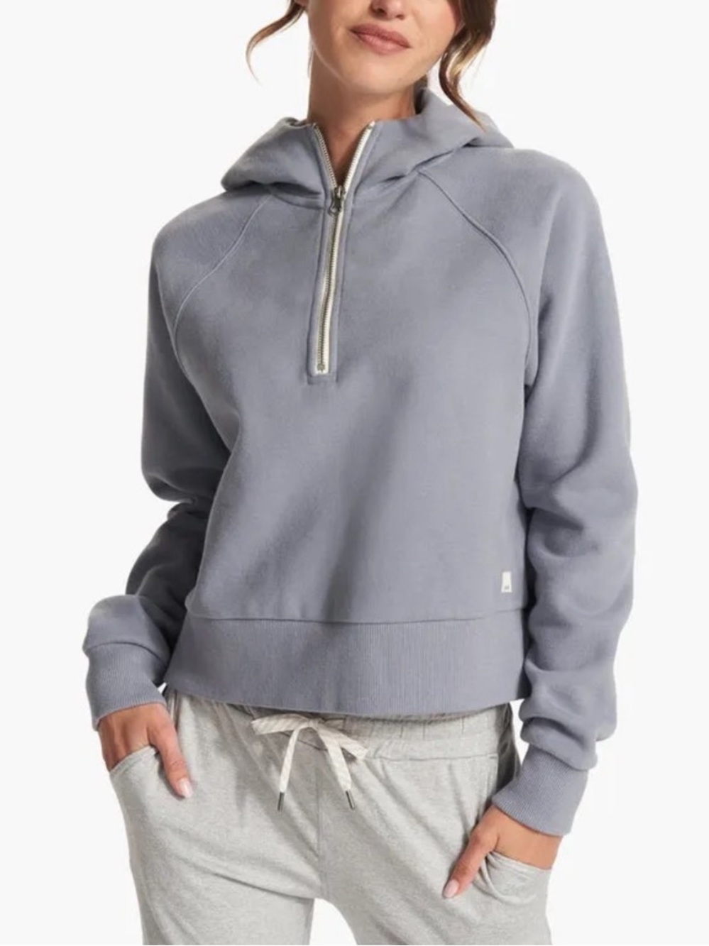 Vuori Restore Half Zip Hoodie Organic Cotton Blend Dusty Blue Size Medium